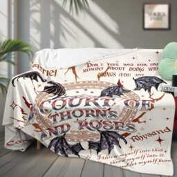 A Court Of Thorns & Roses Fleece Blanket, Acotar Bookish Night Bat Stars Fantasy Book Lover Gift - thumbnail 3