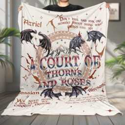 A Court Of Thorns & Roses Fleece Blanket, Acotar Bookish Night Bat Stars Fantasy Book Lover Gift - thumbnail 1