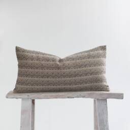 Woven Lumbar Pillow Cover, Brown Striped Kilim Style, Bamboo Reverse