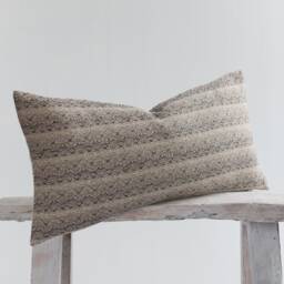 Woven Lumbar Pillow Cover, Brown Striped Kilim Style, Bamboo Reverse - thumbnail 3