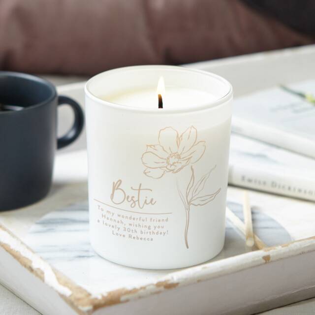 Bestie Birthday Gift Floral Etched Soy Candle - image 1