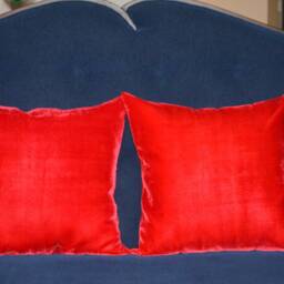 "Red Coloured Pillow/Sham Cover in Viscose Velvet-18 "" X 18" - thumbnail 4