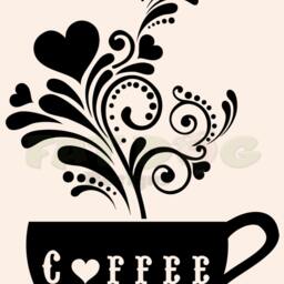 Floral Heart Coffee Cup Removable Vinyl Wall, Station Decor, Sign, Bar, Kitchen Shop - thumbnail 3