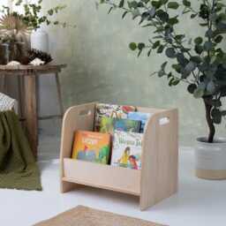 Small Montessori Bookshelf Box, Wood Toddler Modern Shelf - thumbnail 2