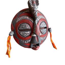 Hand Carved Sese Wood African Mask Bird Of Happiness Wall Decor - thumbnail 4