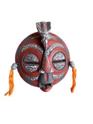 Hand Carved Sese Wood African Mask Bird Of Happiness Wall Decor - thumbnail 1