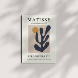 Set Of 3 Matisse Inspired Prints - Beige Grey Paper Cut-Out Wall Art - thumbnail 3