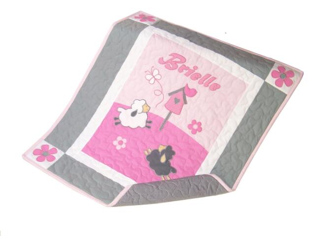 Sheep Crib Quilt, Sweet Lambie Nursery Bedding, Appliqued Baby Blanket, Child Decor - image 1