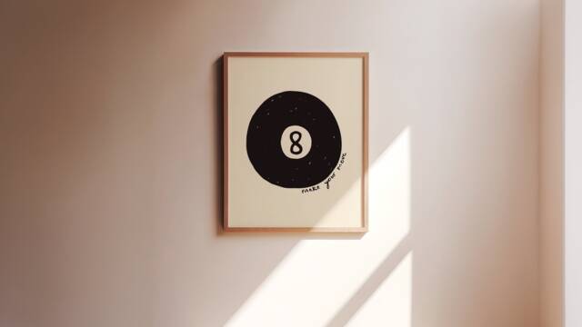 Make Your Move Unframed Print - Lucky 8 Ball Retro Pool Poster Hand Drawn Prints Games Posters Living Room Decor Trendy - image 1