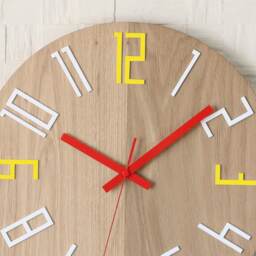 Wood Wall Clock Large Wall Clock Unique Oak Clocks Yellow Red White - thumbnail 2