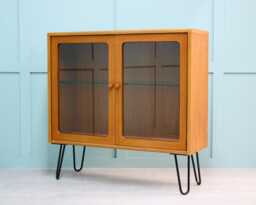 Teak & Glass Display Cabinet On Hairpin Legs - G Plan Fresco, Mid Century Modern