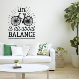 Life Is About Balance Wall Decal Decor Bicycle Motivation Quote Sticker Art Vinyl Good Hose/Home Decoration Gift Idea - thumbnail 2
