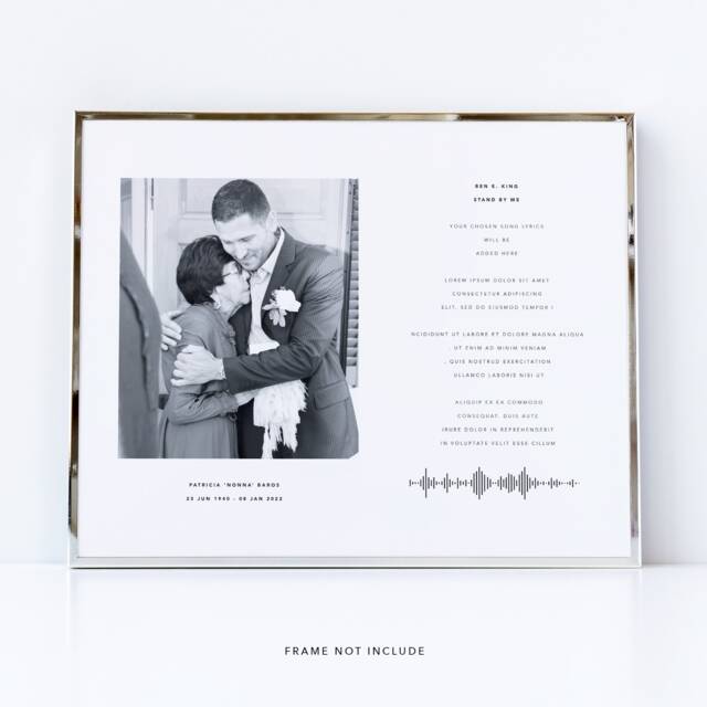 Mother Passing Song Lyrics Print/Memorial Song For Mum Mum's Favourite Gift - image 1