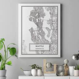 Seattle City Map Detailed Wall Art Print Poster Canvas Gift Decor Usa - thumbnail 2