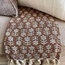 Premium Sofa Throw, Hand Block Print Soft Cotton Boho Throw Blanket Room D??cor Tassels Loomed Lightweight Decorative Throw - thumbnail 3