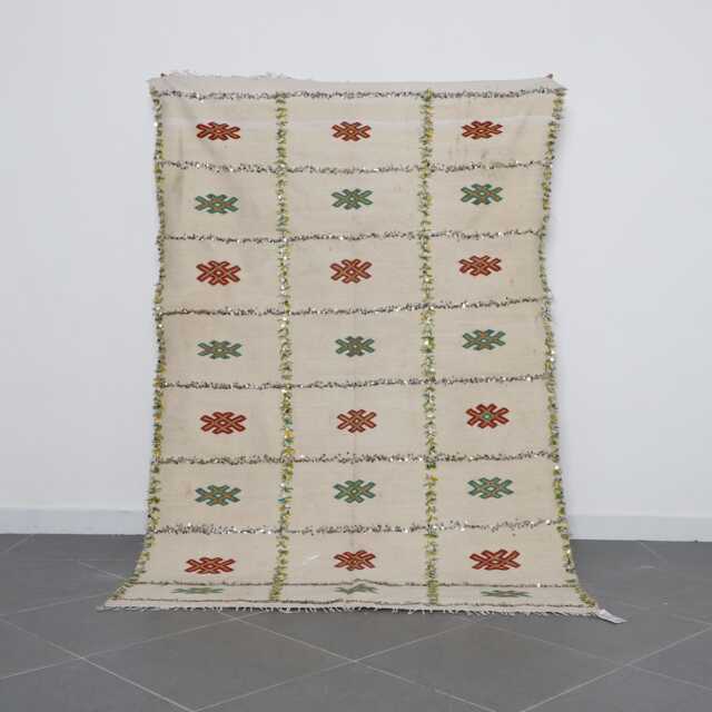Handmade Wool Berber Rug Authentic Moroccan Flatweave Carpet - 7, 3x4, 9 Ft - image 1
