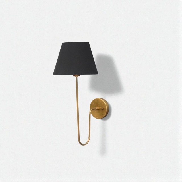 Brass Wall Lamp With Fabric Shade Mid Century Handmade Vintage Light - image 1