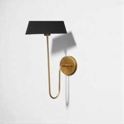 Brass Wall Lamp With Fabric Shade Mid Century Handmade Vintage Light - thumbnail 3