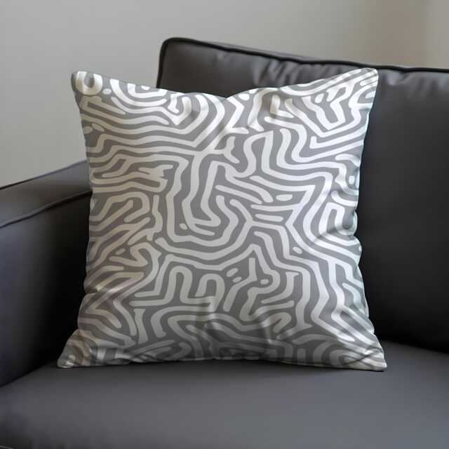 Modern Abstract Cushion Cover, Grey & White Geometric Line Pillow Minimalist Case, Living Room & Contemporary Decor - image 1