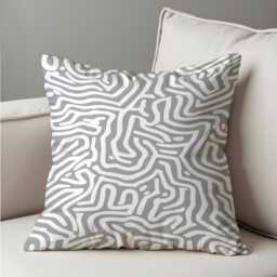 Modern Abstract Cushion Cover, Grey & White Geometric Line Pillow Minimalist Case, Living Room & Contemporary Decor - thumbnail 3