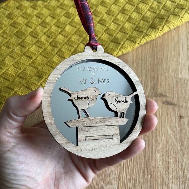 First Christmas As Mr & Mrs Tree Decoration, Newly Weds Couple Bauble, & 1st Christmas - image 1