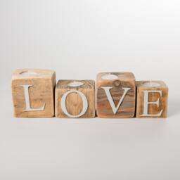 Up Cycled Wooden Pallet Block, Tea Light Holders - Love - thumbnail 2
