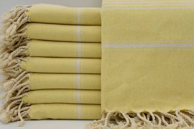 "Turkish Towel, Light Yellow Towel, Hammam Towel, Peshtemal Towels, 40""x70" - image 1