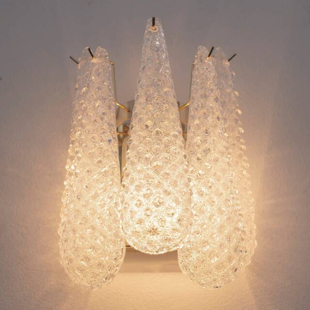 Murano Wall Lamp - Clear Glass Hand-Blown Italy Mid-Century Modern - image 1