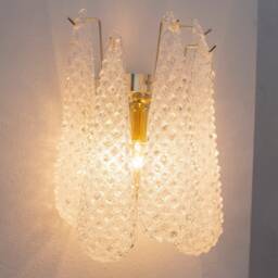 Murano Wall Lamp - Clear Glass Hand-Blown Italy Mid-Century Modern - thumbnail 2