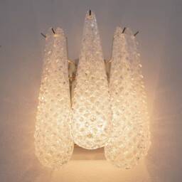 Murano Wall Lamp - Clear Glass Hand-Blown Italy Mid-Century Modern - thumbnail 1