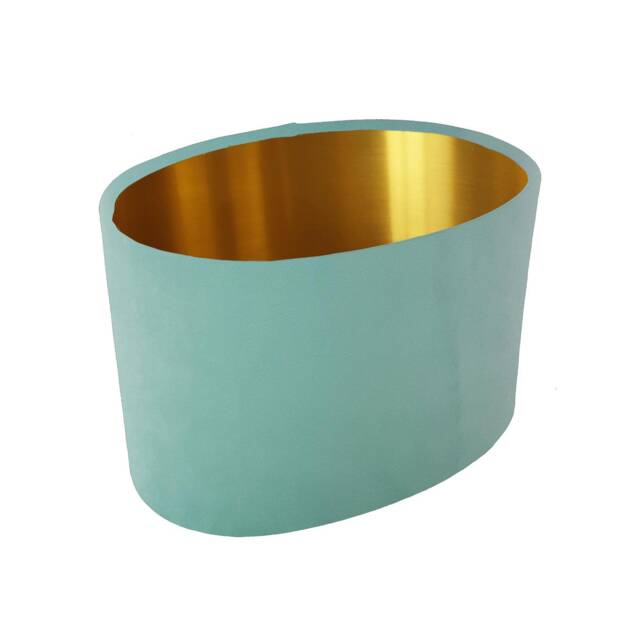Oval Light Mint Lampshade in Velvet With A Gold Lining - image 1