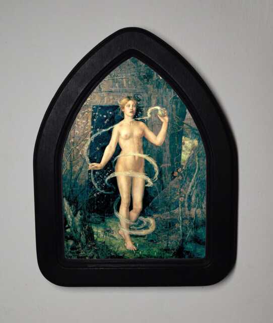 Halloween Black Gothic Arch Wooden Framed Picture, George Wilson, Spring Witch, Print, Witchy Wall Hanging - image 1