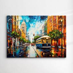 San Francisco City Street Tram Painting Vincent Van Gogh Style Wall Art Framed Canvas Poster Print Home Kitchen Office Room Decor Gifts - thumbnail 3