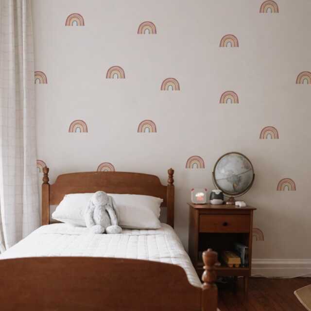 Brown Watercolor Rainbows Fabric Wall Stickers - Removable & Reusable - image 1