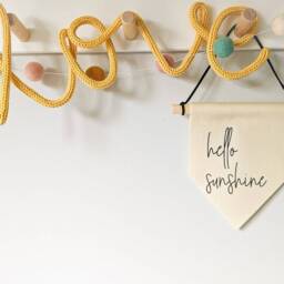Hello Sunshine Mini Wall Hanging - Pennant Banner Flag Nursery Decor Child's Room - thumbnail 2