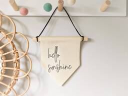 Hello Sunshine Mini Wall Hanging - Pennant Banner Flag Nursery Decor Child's Room - thumbnail 1