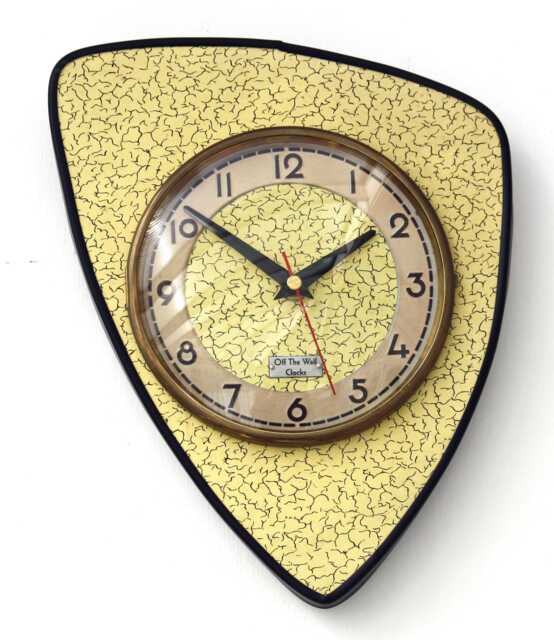 Retro Yellow Wall Clock - 28cm New Handmade Formica Style Mid Century Vintage French Gift Off The Clocks - image 1