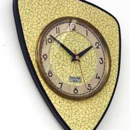Retro Yellow Wall Clock - 28cm New Handmade Formica Style Mid Century Vintage French Gift Off The Clocks - thumbnail 2