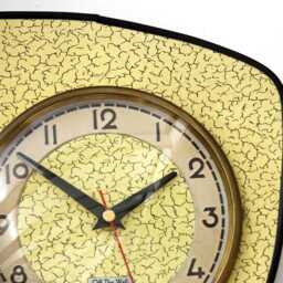 Retro Yellow Wall Clock - 28cm New Handmade Formica Style Mid Century Vintage French Gift Off The Clocks - thumbnail 3