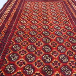 3x5 Orange Red Turkmen Mowri Bukhara Rug, Hand Knotted Wool Afghan Tribal Area Oriental Vintage Rug - Bedroom Traditional - thumbnail 3