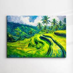 Claude Monet Bali Rice Terrace Abstract Oil Painting Wall Art Framed Canvas Poster Print Home Kitchen Office Living Bedroom Decor Gift - thumbnail 3