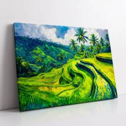Claude Monet Bali Rice Terrace Abstract Oil Painting Wall Art Framed Canvas Poster Print Home Kitchen Office Living Bedroom Decor Gift - thumbnail 2