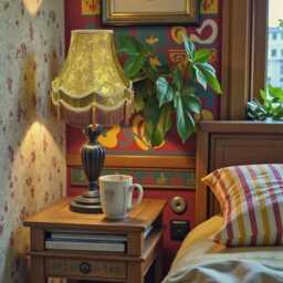 Gold Paisley Fabric Lampshade With Antique Gold Fringe Handmade in The UK For Table & Floor Standard Lamp Shades, Ceiling Lights - thumbnail 2