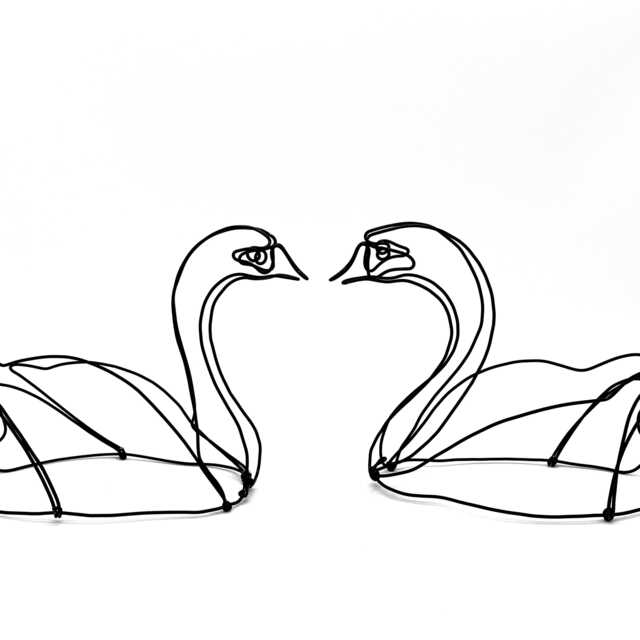Swan Wire Sculpture Pair Steel Art By Bud Bullivant - image 1