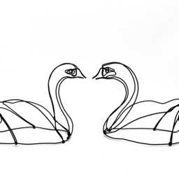 Swan Wire Sculpture Pair Steel Art By Bud Bullivant - thumbnail 1