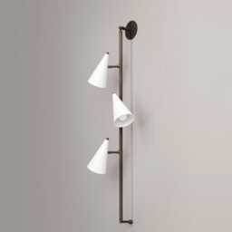 1950's Mid-Century Modern Brass Flotilla Wall Sconce- 3 Light Cone Shade - thumbnail 1