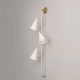 1950's Mid-Century Modern Brass Flotilla Wall Sconce- 3 Light Cone Shade - thumbnail 3