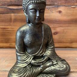 Stone Garden Gold Fancy Resting Buddha Statue Hand Cast Ornament - thumbnail 2