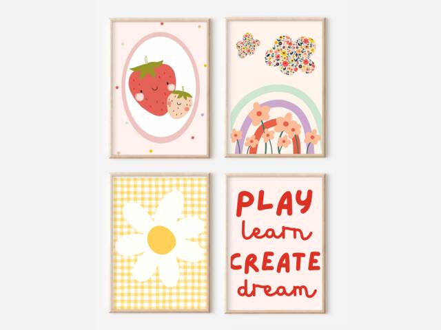 Bright Prints For Kids Perfect A Playroom, Nursery Or Bedroom - Unframed - image 1