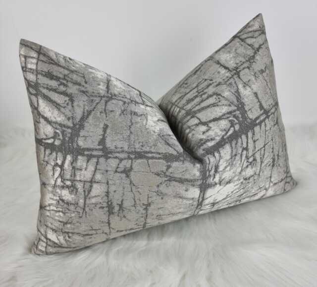 Grey Silver Rectangle Cushion Cover, Sofa Bed Pillow Cover Neutral Decor Pillow Cover Luxury Designer John Lewis Kyla Handmade - image 1